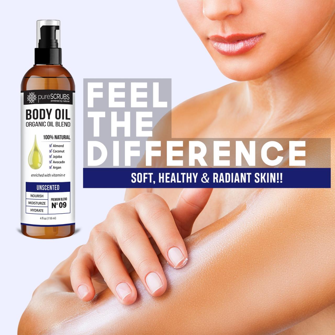 Unscented Body Oil / Ultra Moisturizing / Premium Blend #09 by pureSCRUBS®